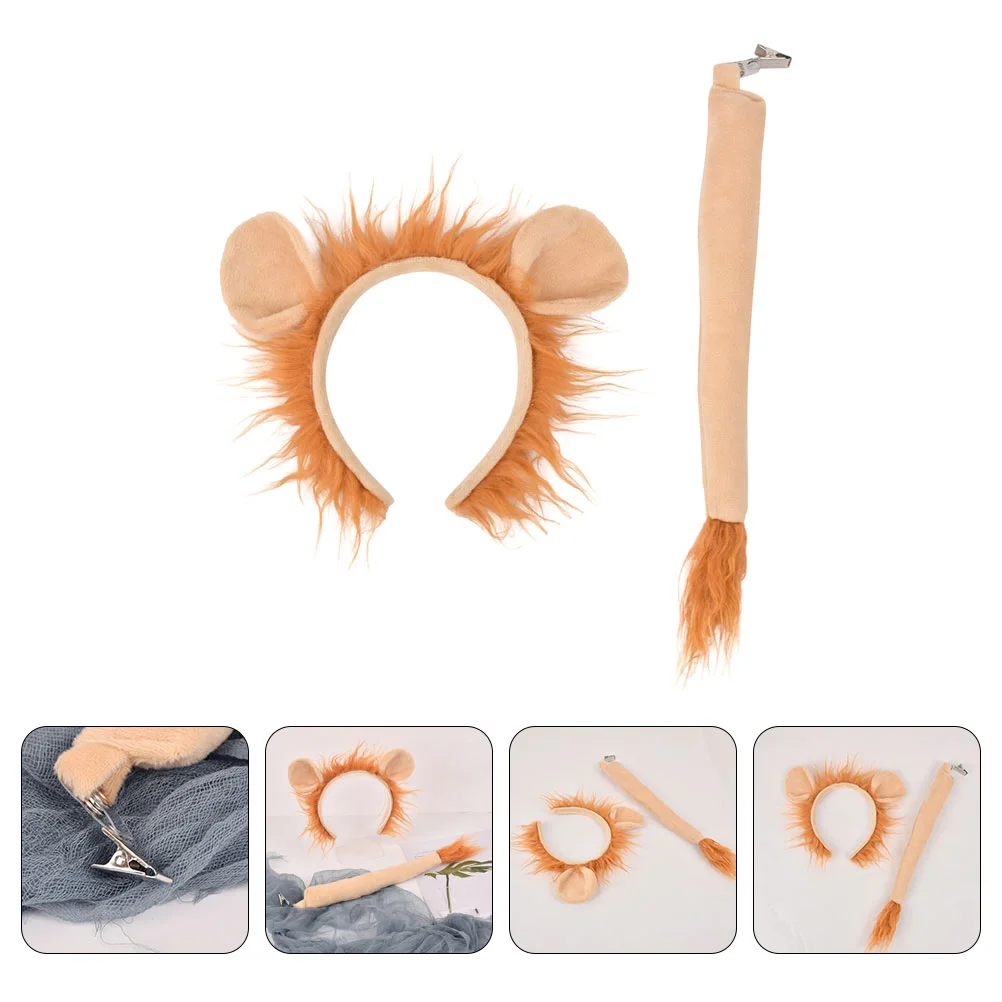 

Lion Headband Set Exquisite Costumes Props Dress Up Decorative Hairband Attractive Animals Carnival Party Decors Ear