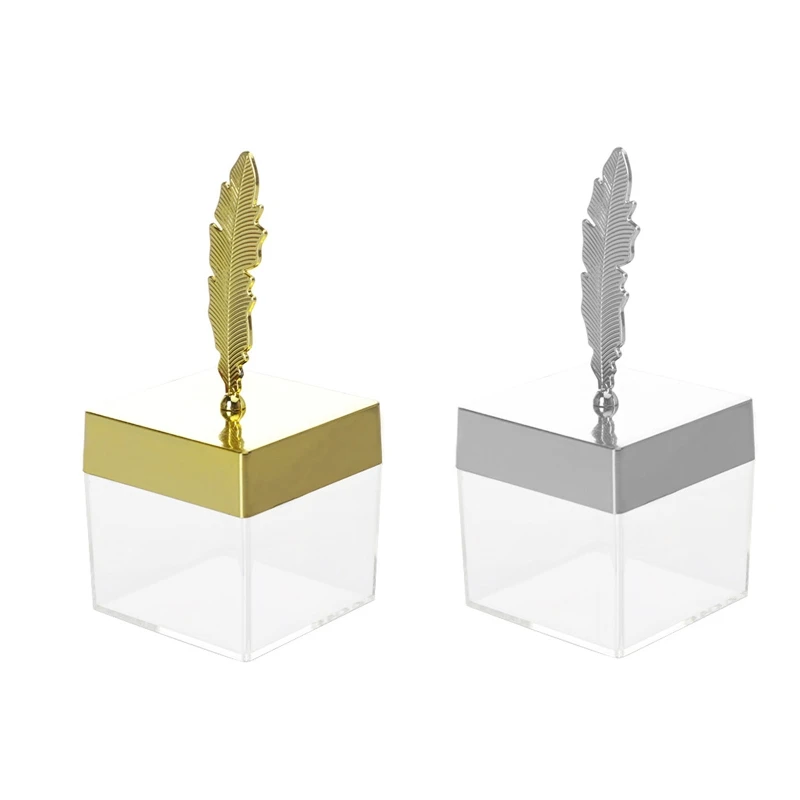 

2023 New 12Pcs Clear Plastic Square Candy Box with Feather Lid Wedding Jewelry Organizer