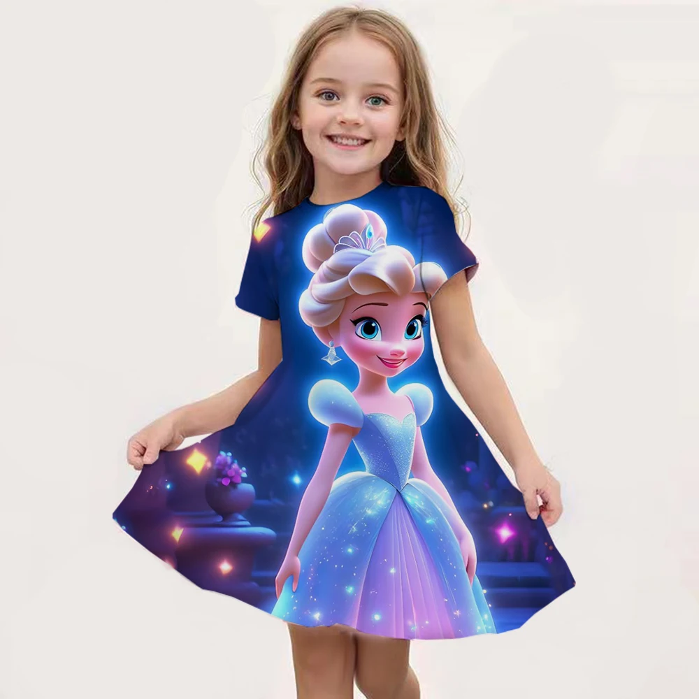 Новая детская ночная рубашка платье с рисунком Эльзы одежда для сна принтом