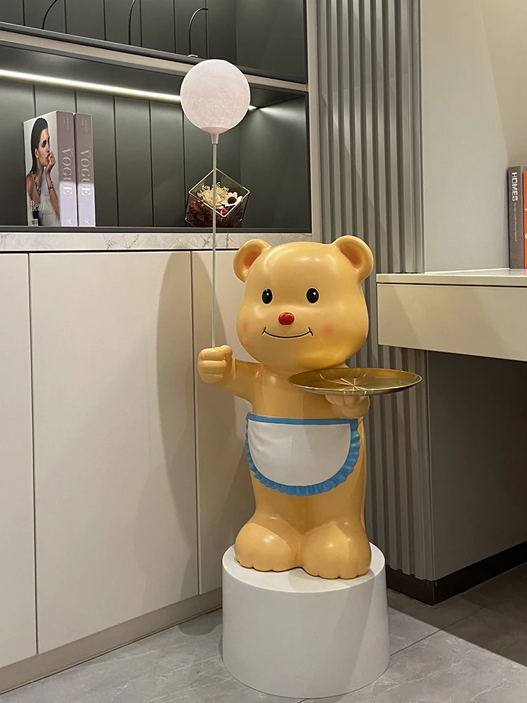 Скульптура милый фартук медведь украшение для пола копилка звук гостиная ТВ-шкаф