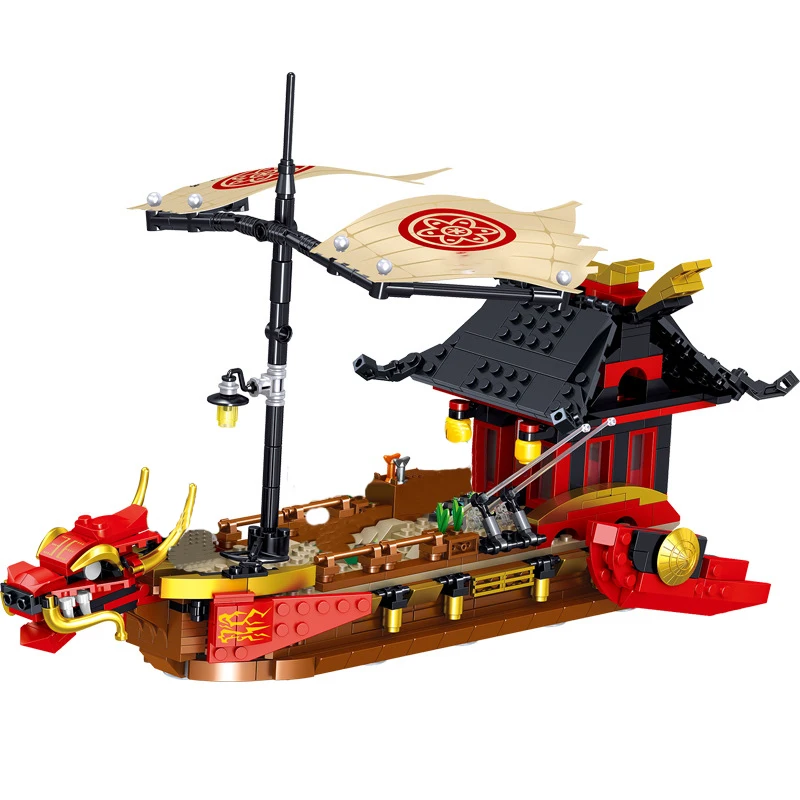 

Ниндзя Legacy Destiny's Bounty Dragon Boat парусный набор строительных блоков Кирпичи паром классическая модель фильма игрушки для детей подарок