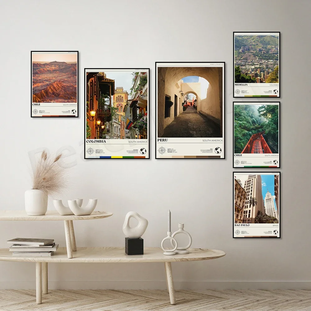 Rio de Janeiro Caracas Ecuador Venezuela Guyana Peru Chile Medellin Bogota Brazil Lima South America travel poster ar