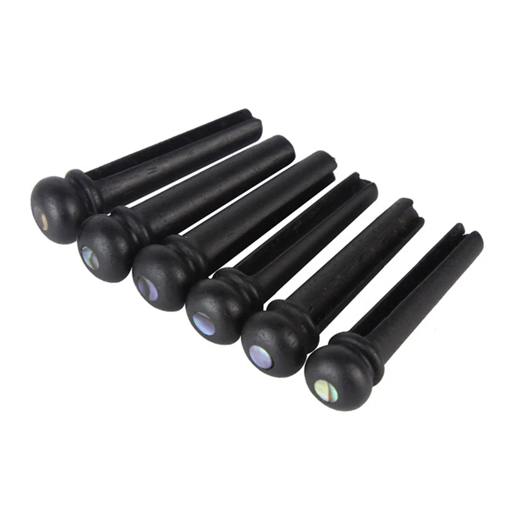 

6 Pcs Guitar String Studs Folk Replacement Part Bridge Bass Strings Wooden Pin Peg Ebony