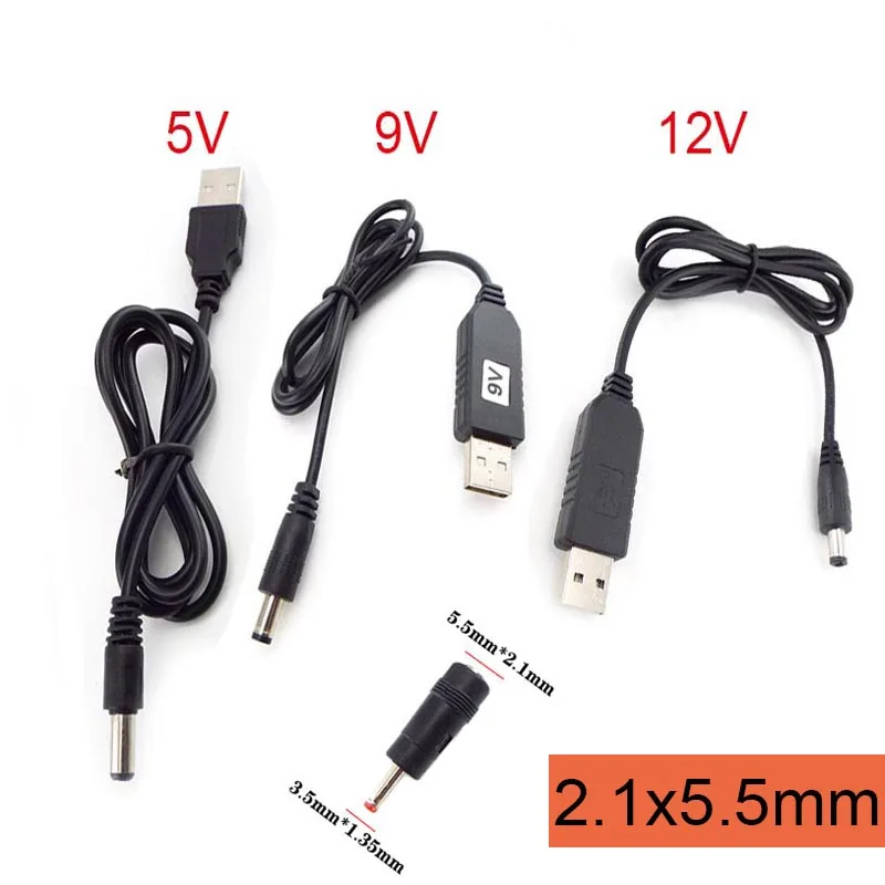 

DC 5V to DC 9V 12V Power Supply Boost Line Step UP Module USB Connector Converter Adapter USB Cable 2.1x5.5mm 3.5x1.35mm Plug A7