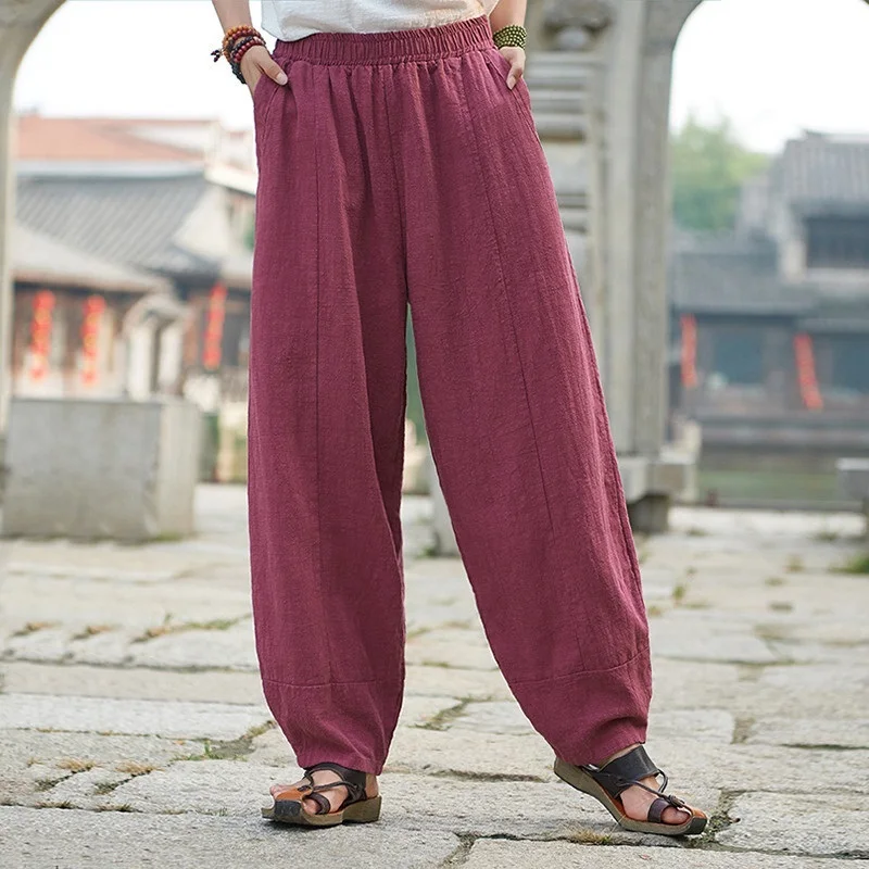Осенние однотонные свободные брюки с карманами новинка 2022 Женские винтажные