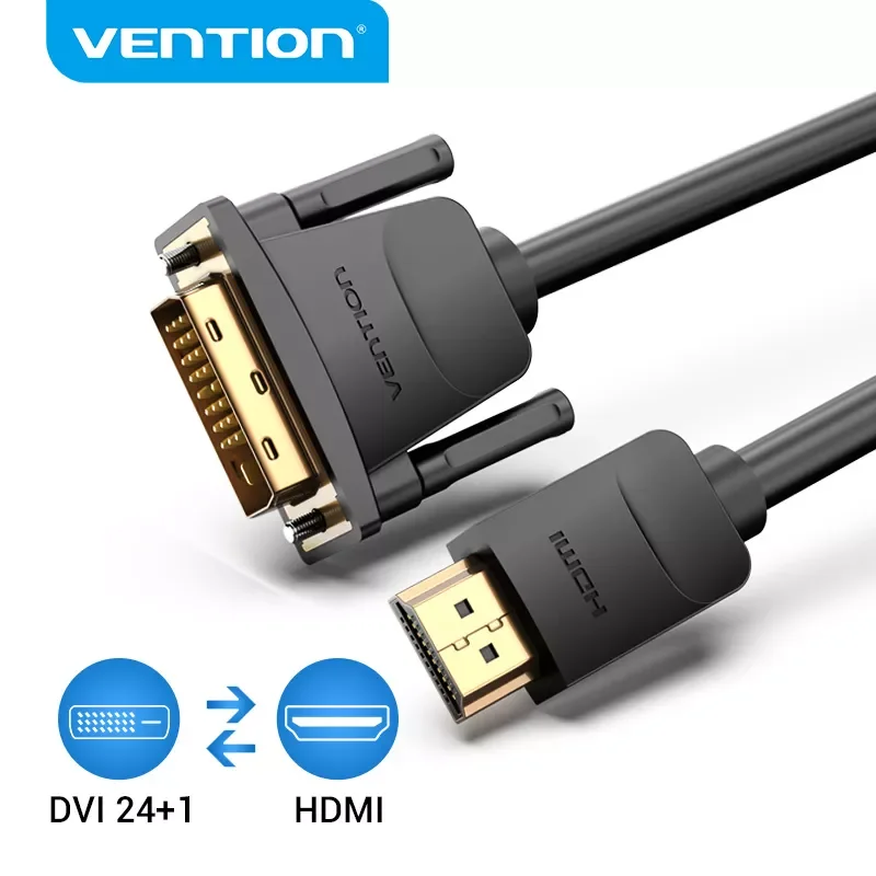 

Vention DVI to HDMI Cable DVI-D 24+1 Pin Male to Male Cable HD 1080P Converter for PS4 Projector HDTV Cable HDMI to DVI Adapter