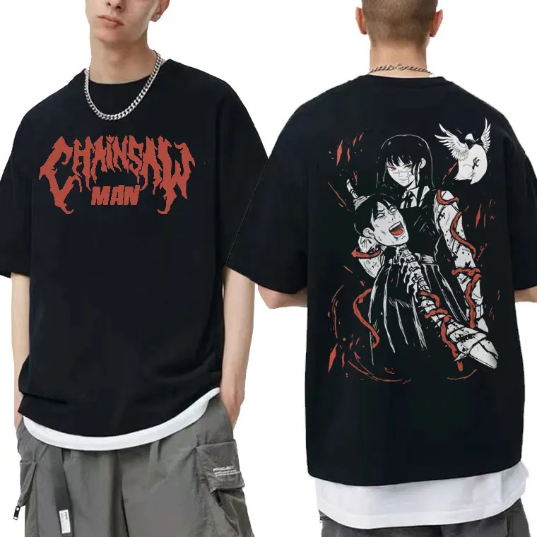 

Anime Asa Mitaka Chainsaw Man Graphic Tshirt Denji Makima Pochita Horror T-shirt Manga T Shirt Gift for Fan Men Short Sleeve Tee