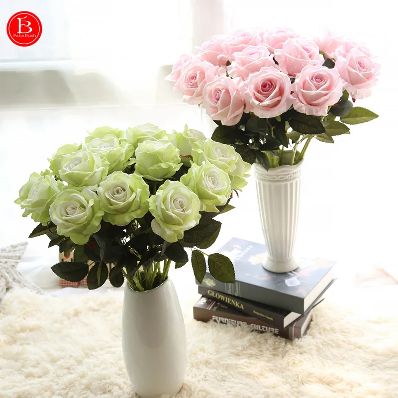 

3pc Artificial Silk Rose Flower Velvet Bouquet with Long Stem Fake Roses Home Table Centerpieces Wedding Party Garden Decoration
