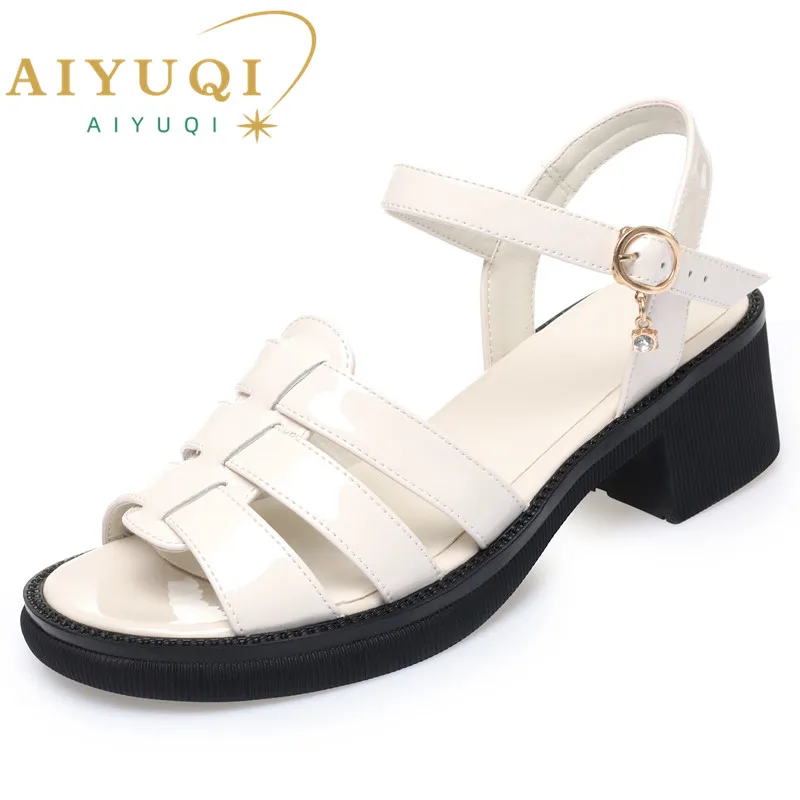 Купи AIYUQI Women Sandals Summer 2023 New Genuine Leather Women Rome Shoes Open Toe Weave Non-slip Sandals Ladies за 2,405 рублей в магазине AliExpress