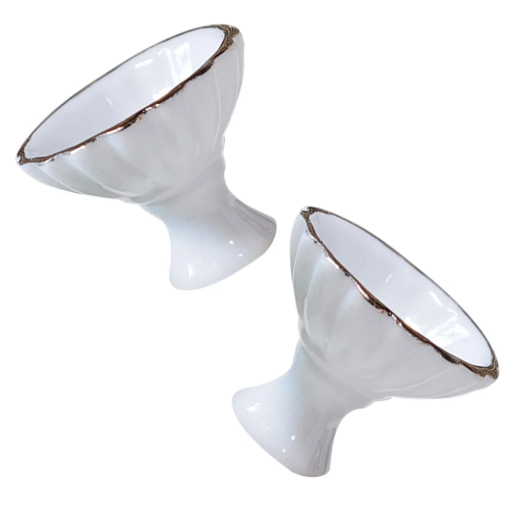 

2pcs Mini Dish Adornments Ceramic Simulation Fruit Plate Models Mini House Decors