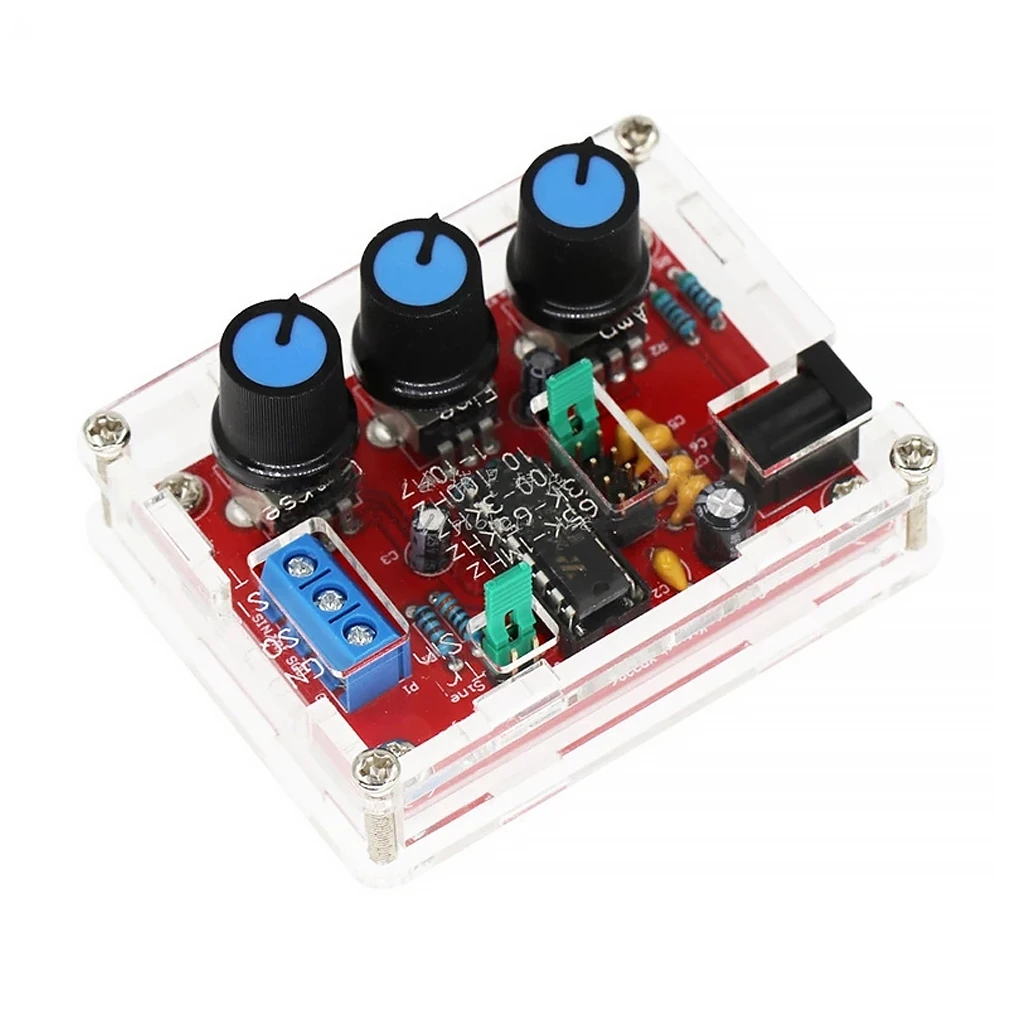 

Генератор сигналов DIY Kit с прозрачным чехлом 3 потенциометр Высокая точность квадратный синусоидальный треугольный выход печатная плата
