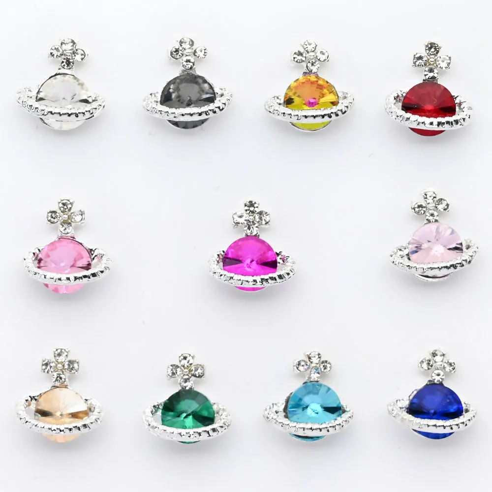 

5pcs Muilt-Color Gem Nail Art Jewelry Accessories 3D Charms Shiny Rhinestone Planet Manicure Ornament Zircon Crystal Nail Supply