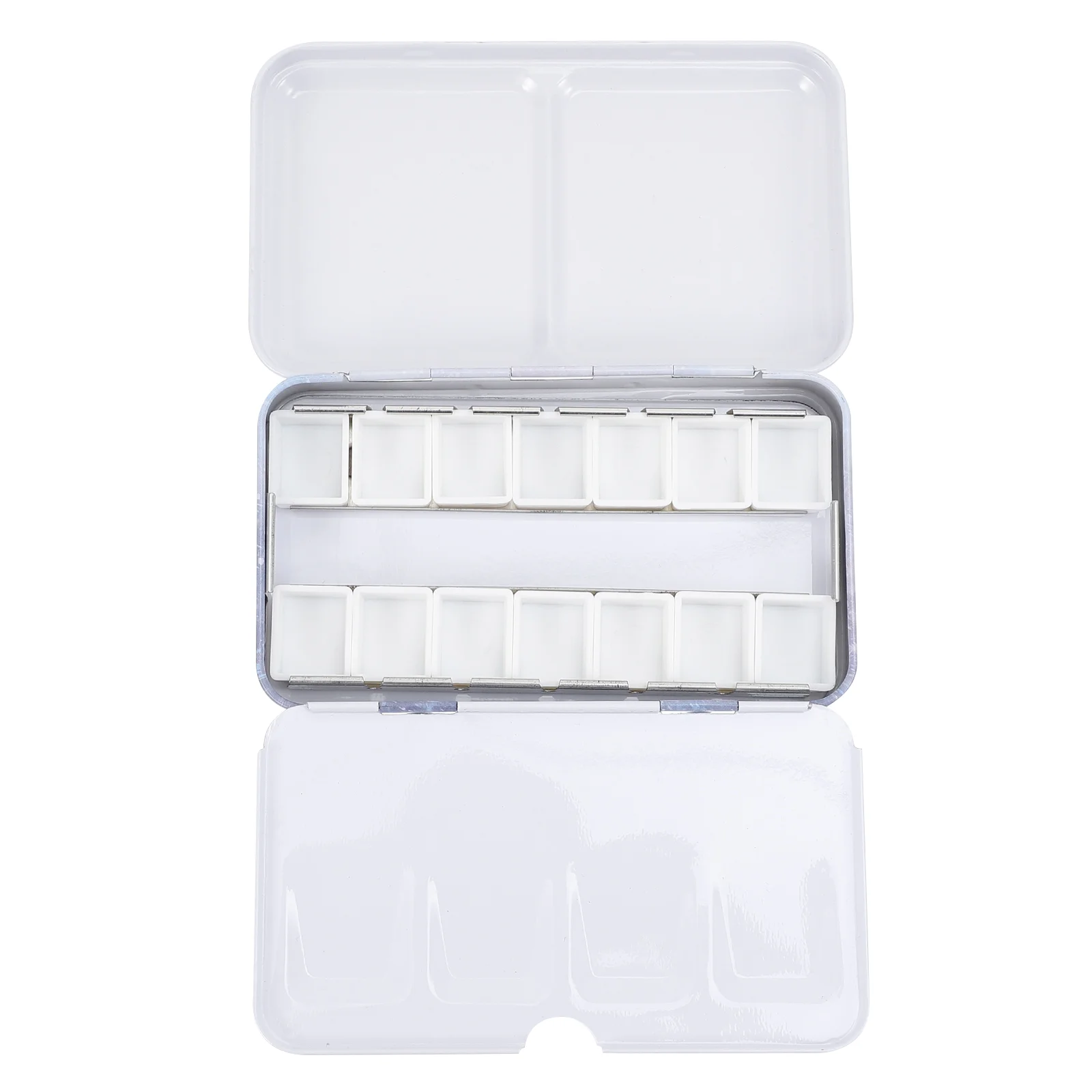 

Металлический ящик Watercolorbox, пустой ящик для путешествий, жестяные контейнеры для хранения, сетка, набор половинчатых жестяных банок, складн...