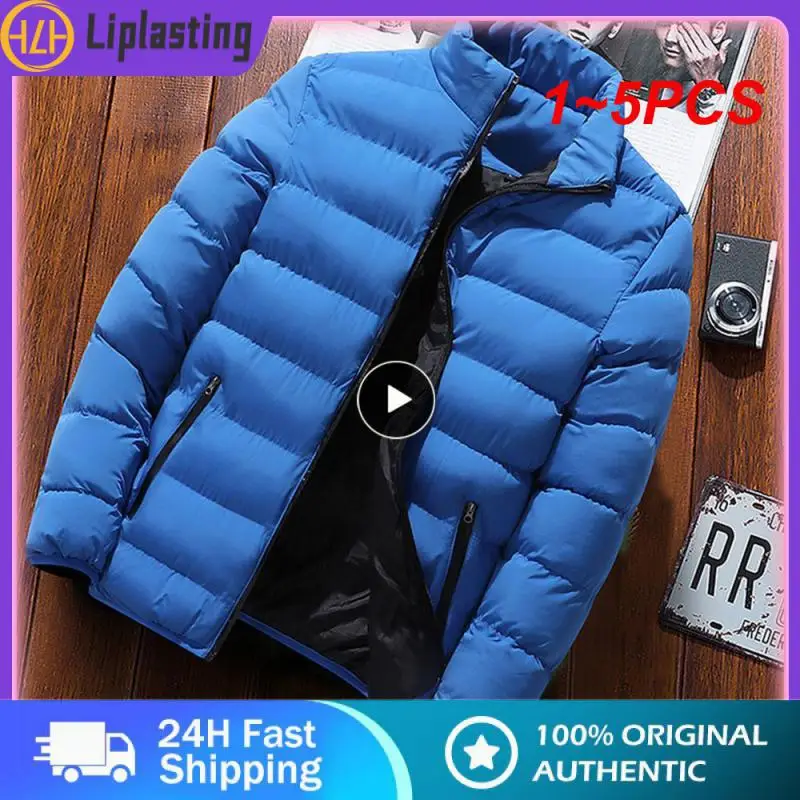 

1~5PCS New Men's Stand Collar Winter Coat Cotton Coat Thickened Warm Parker Solid Color Fashion Street Style M-4XL Men Parkas