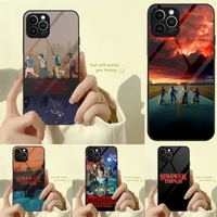 stranger things phone case tempered glass for iphone 13 12 11 pro max mini x xr xs max 8 7 6s plus se 2020 shell fundas