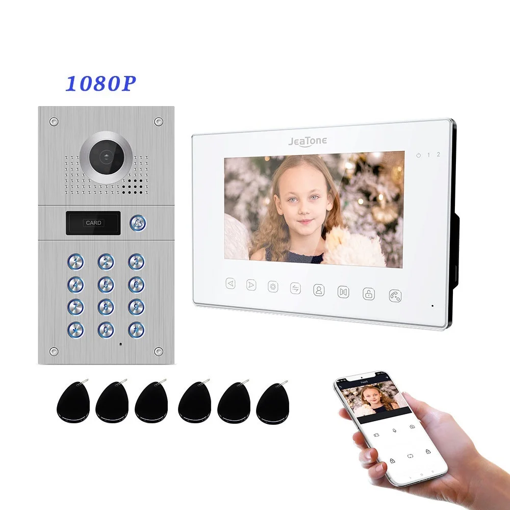 

Беспроводной Wi-Fi видеодомофон Tuya 1080P для дома, видеодомофон с разблокировкой по паролю, AHD экран, Wi-Fi
