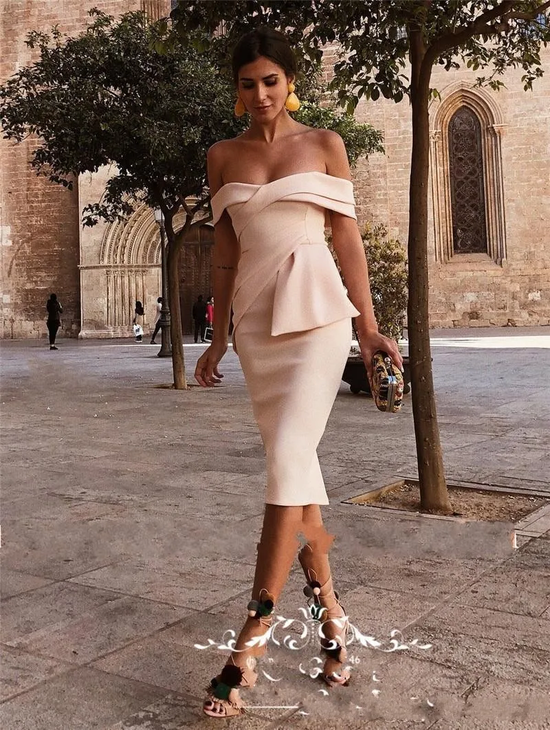 Дешевые Простые короткие фотообои с открытыми плечами стандартной длины до