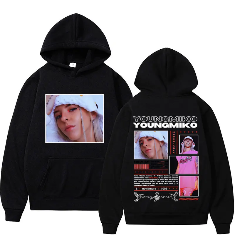 Двухсторонняя Толстовка певец Young Miko с принтом альбома модная эстетичная в ретро