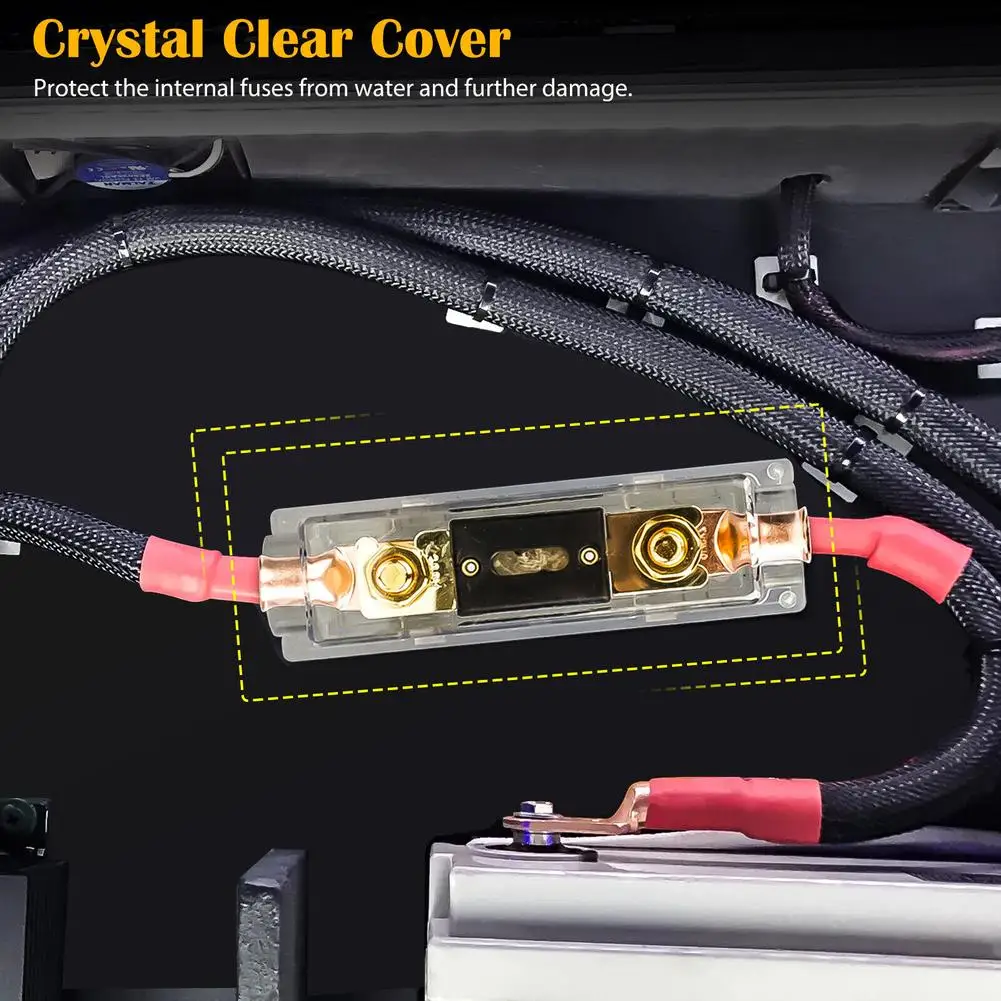 

Держатель блока предохранителей 100 А, Встроенный предохранитель, комплект для распределения питания автомобиля, огнезащитный, 100 А, позолоч...