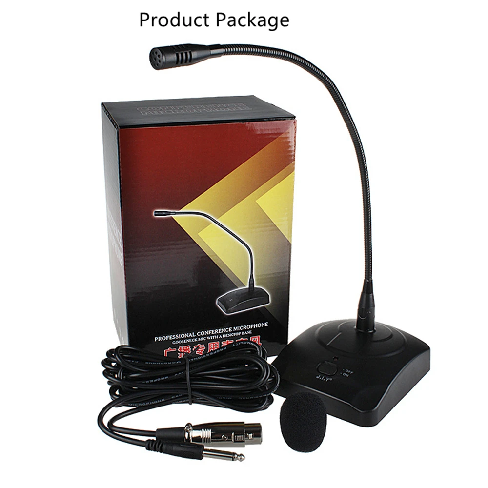 Gooseneck Microphone Professional Conference Center Mic Capacitive Broadcasting Flexible 360° High Sensitivity Wired 6.35mm Plug |