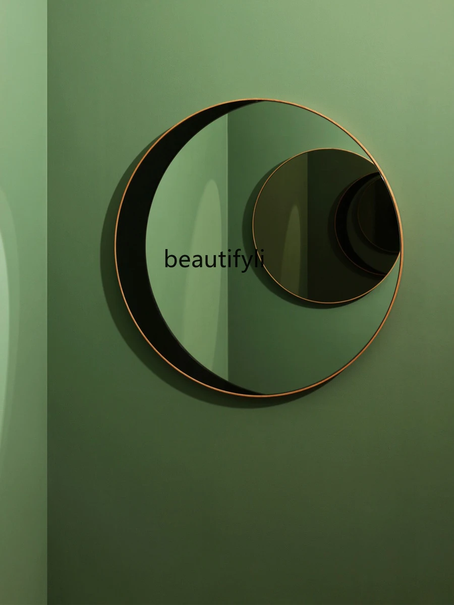 

Zq хлороформ двухцветное лоскутное круглое изогнутое зеркало для макияжа в форме Луны современное простосветильник кое роскошное туалетно...