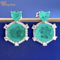 wong rain 100 925 sterling silver 8 mm created moissanite paraiba tourmaline gemstone vintage ear studs earrings fine jewelry