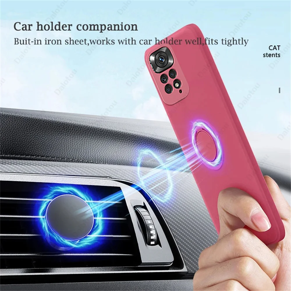 For Poco X4 Pro M4 X3 NFC F3 Case Liquid Silicone Ring Holder Strap Cover For Xiaomi Redmi Note 11 10 Pro 11S 10S 10C Mi 12 11T