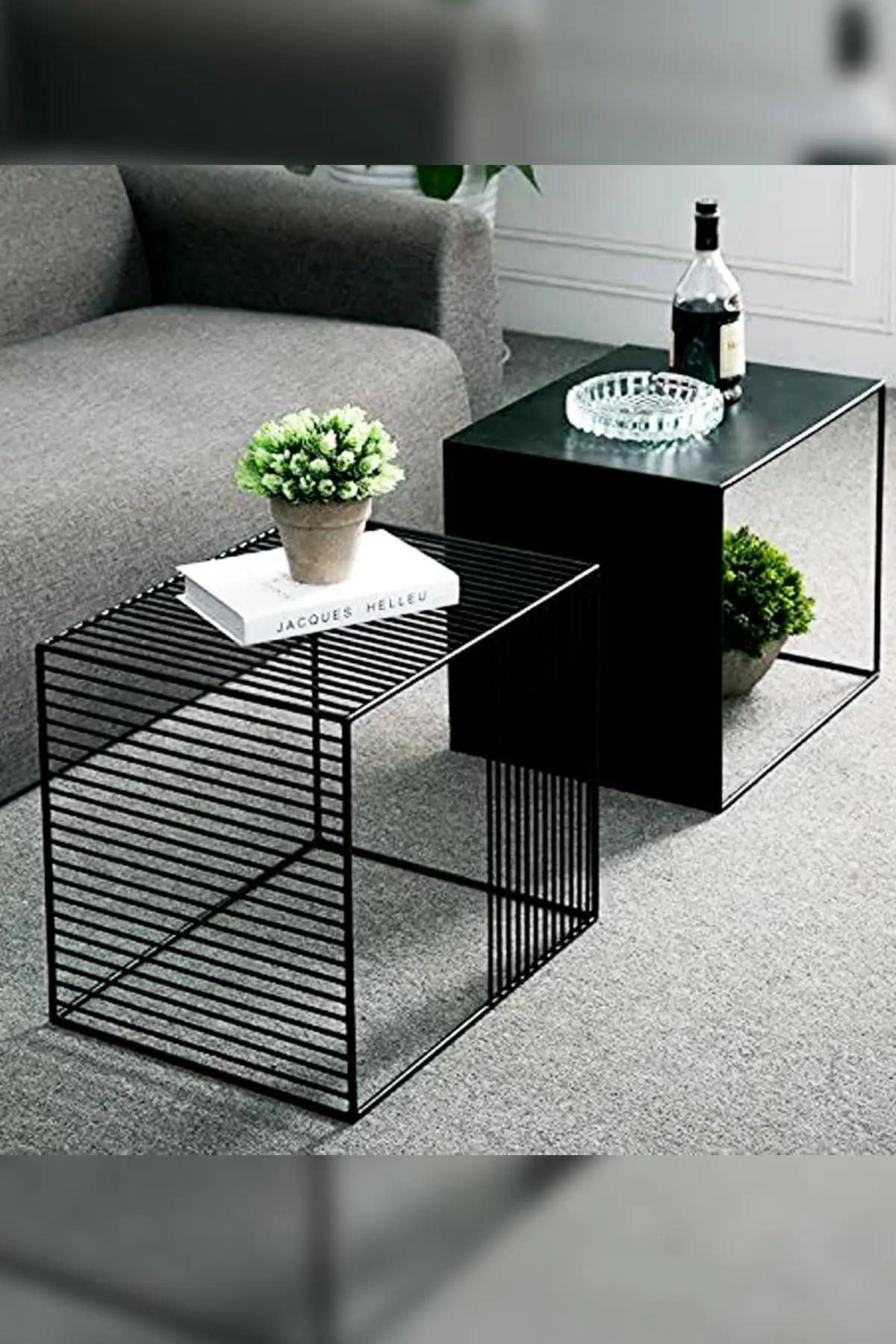 

Decorative Wrought Iron Coffee Table-Dual Set Modern Zigon Coffee Table