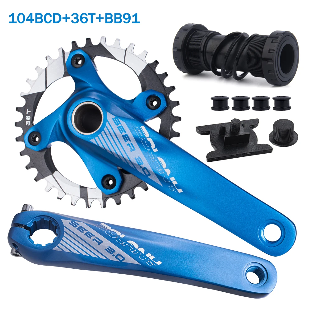 Bolany Mountain Bike Crankset Hollow Pedivela Integrado Crank 170MM 104BCD 34 36T Aluminum Alloy MTB Bicycle Chainring |