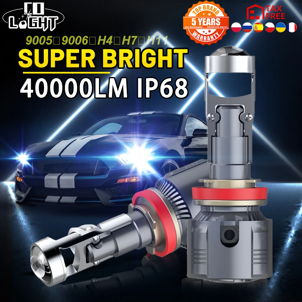 

CO LIGHT H4 Car Headlight Bulbs H7 LED Canbus H11 9005 HB3 9006 HB4 Mini Projector Lens Auto Car Lights 6000K Fog Lamp for Moto