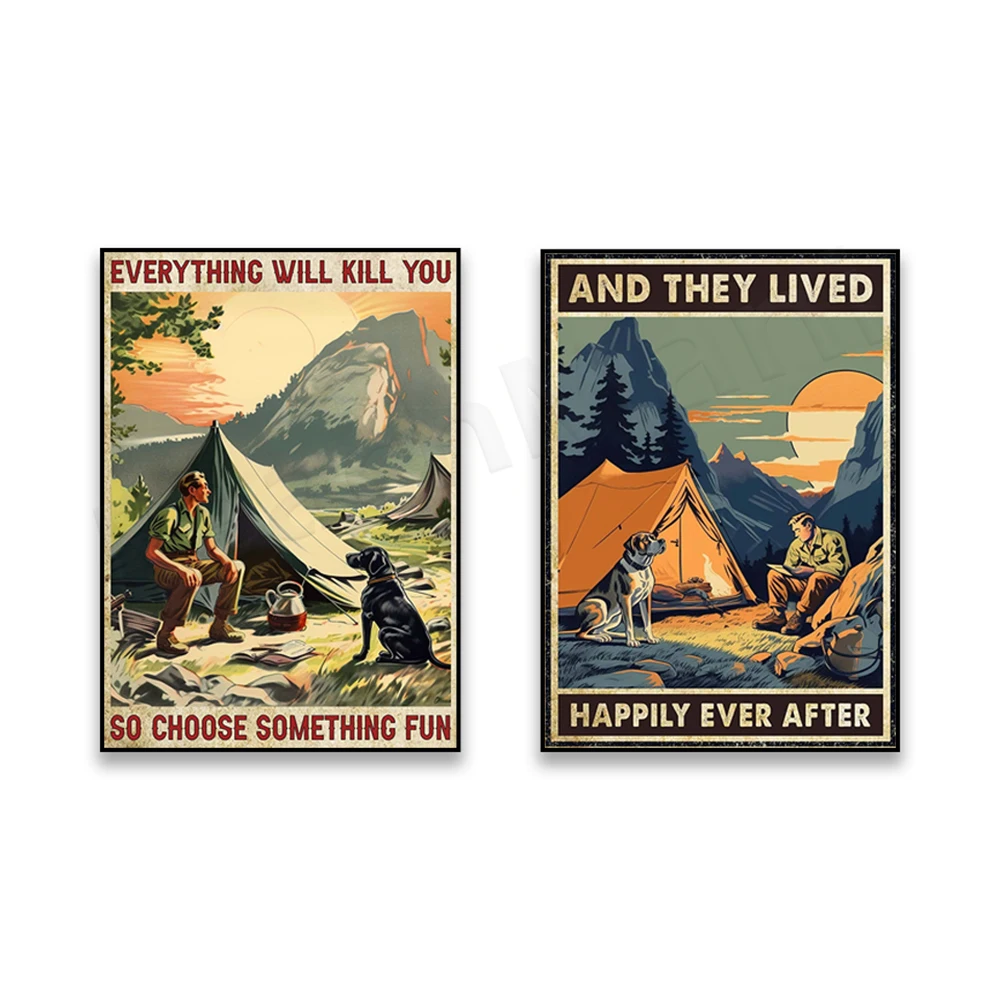 Плакат &quotМужской кемпинг с собакой&quot ReachMani