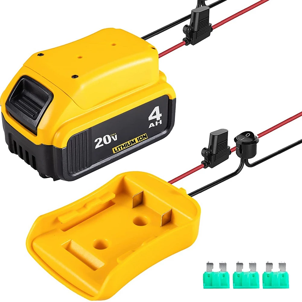 

Литиевая батарея для Dewalt 20 в DCB205 DCB200 с предохранителем и переключателем питания 12 AWG, комплект адаптеров для аккумулятора, запасная часть дл...