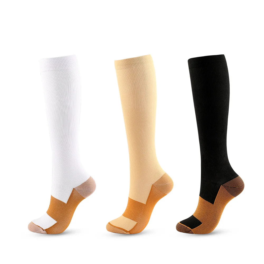 Copper Infused Fiber Medical Compression Anti-bacterial Socks High Tube Non Slip Nylon Elastic Unisex for Men Women