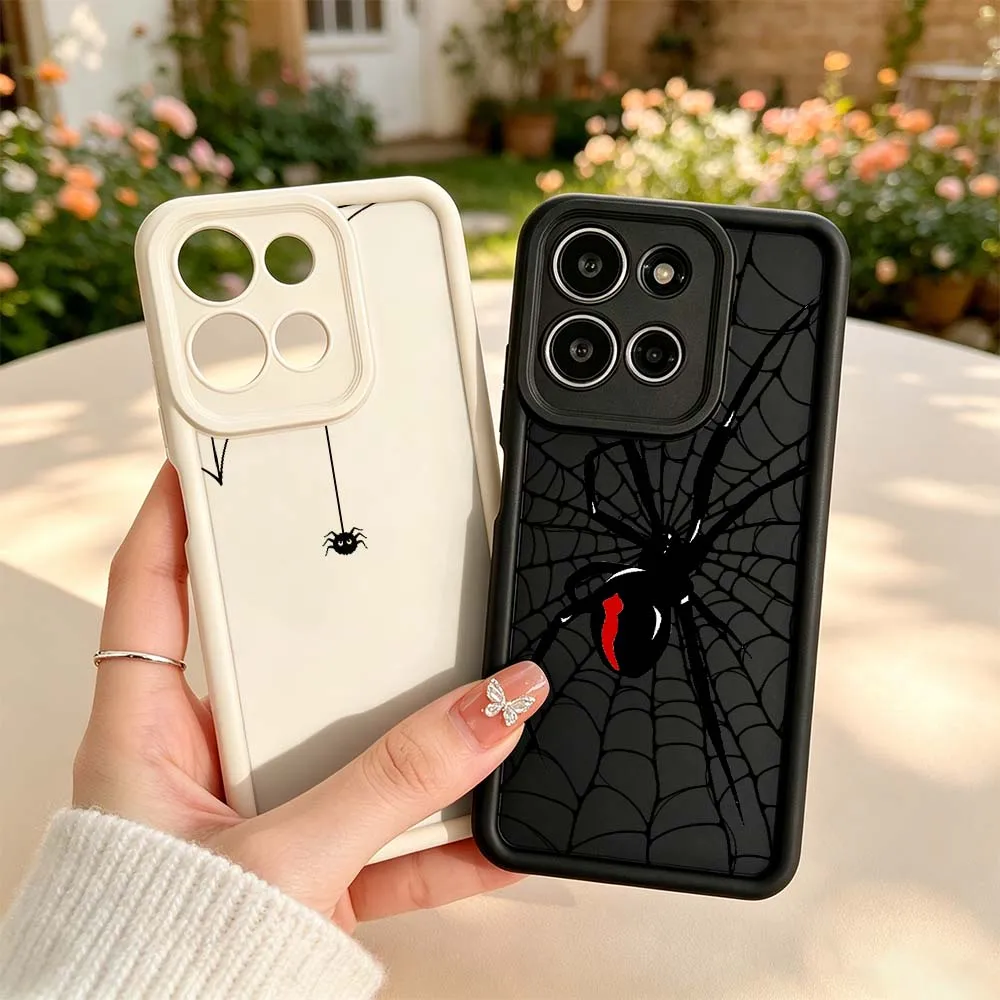 Фото Чехол для телефона с мультяшным черным узором в виде паутины для Motorola G Stylus G86 G86 G84 G75 G73 G72 G56 G24 E15 70 50 30, чехол-накладка с защитой для камеры №1