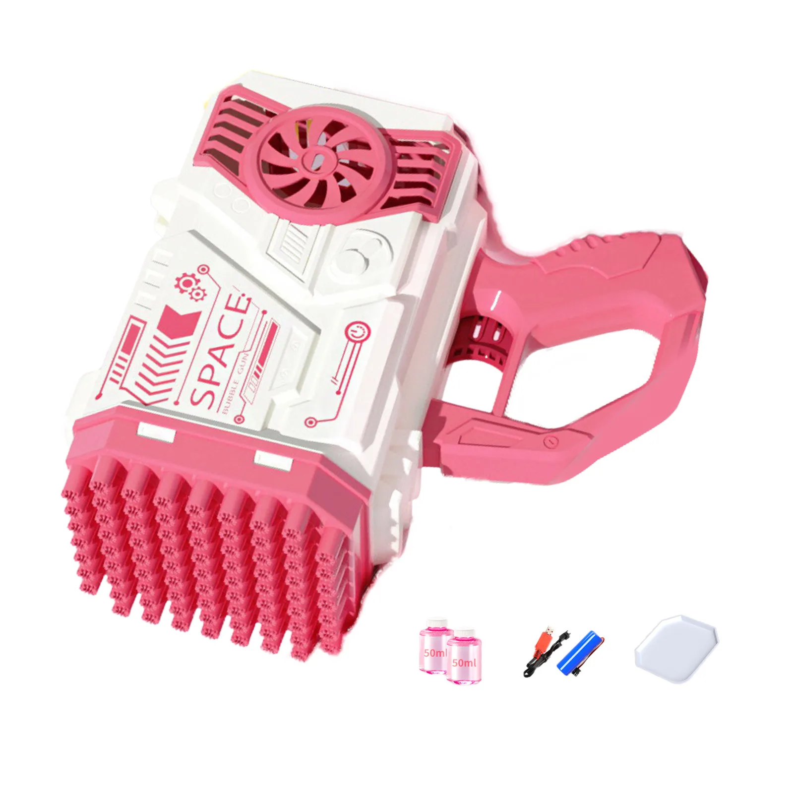 

Bubble Maker Machine 77 Holes Bubble Blower Electric Summer Blower Maker Water Toy Rocket Bubble Launcher With Lights For Kids