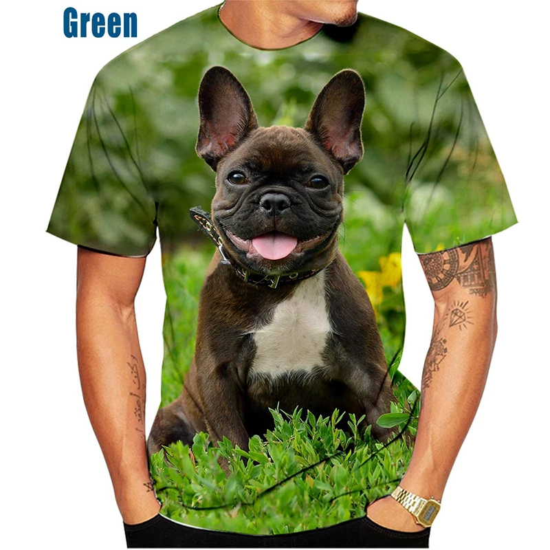 

Summer New Fashion Summer Cute French Bulldog 3d Printing Men's T-Shirts Ladies Casual Trend Tops Loose Large Size Men's XXS-6XL