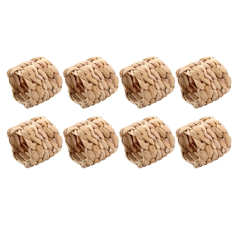 

Quality 8Pcs Country Style Water Woven Napkin Ring, Hand-Woven Straw Napkin Ring, Farmhouse Natural Napkin Buckle