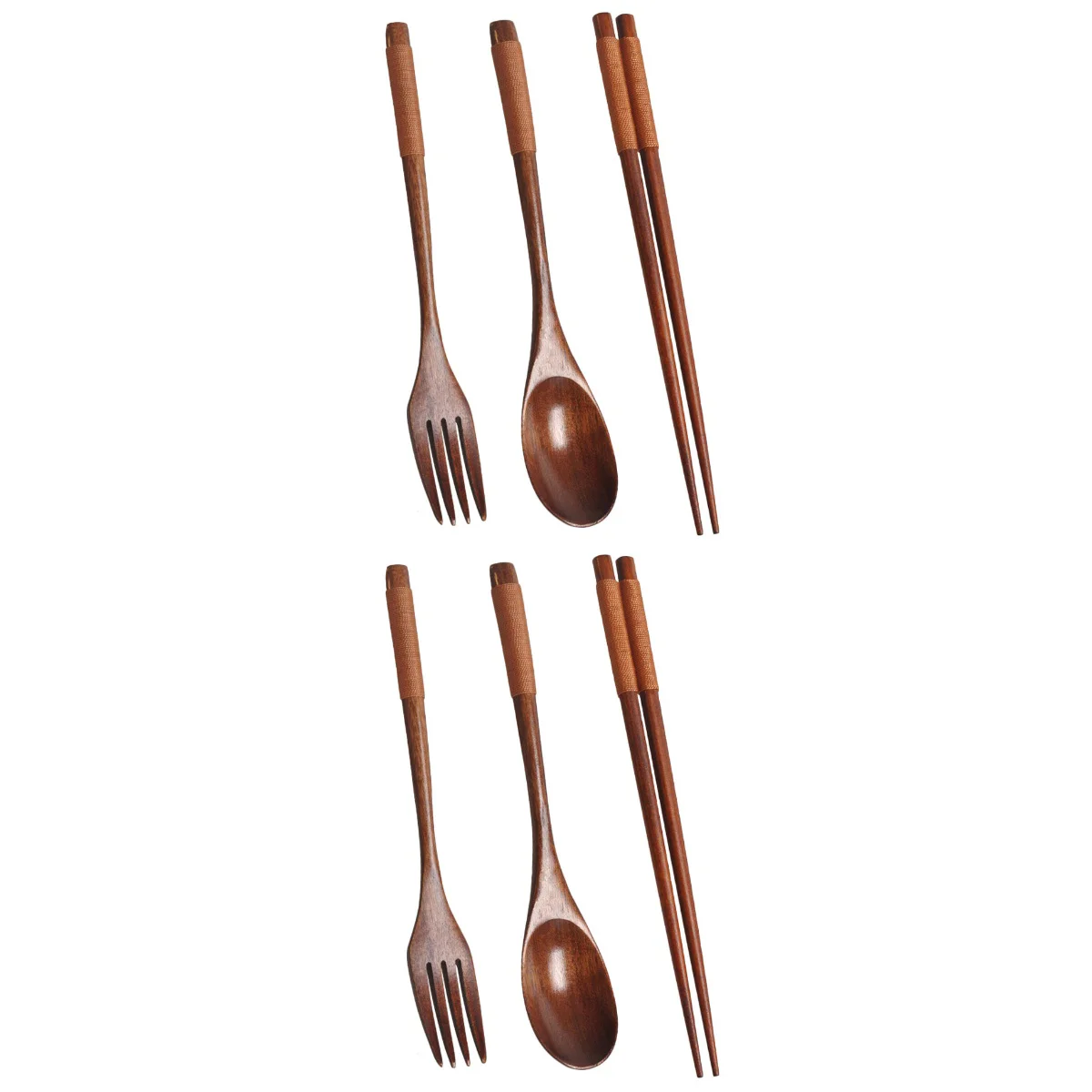 

Set Wood Wooden Cutlery Chopsticks Forks Spoons Tableware Camping Utensils Flatware Cooking Picnicportable Dinner Travel Utensil