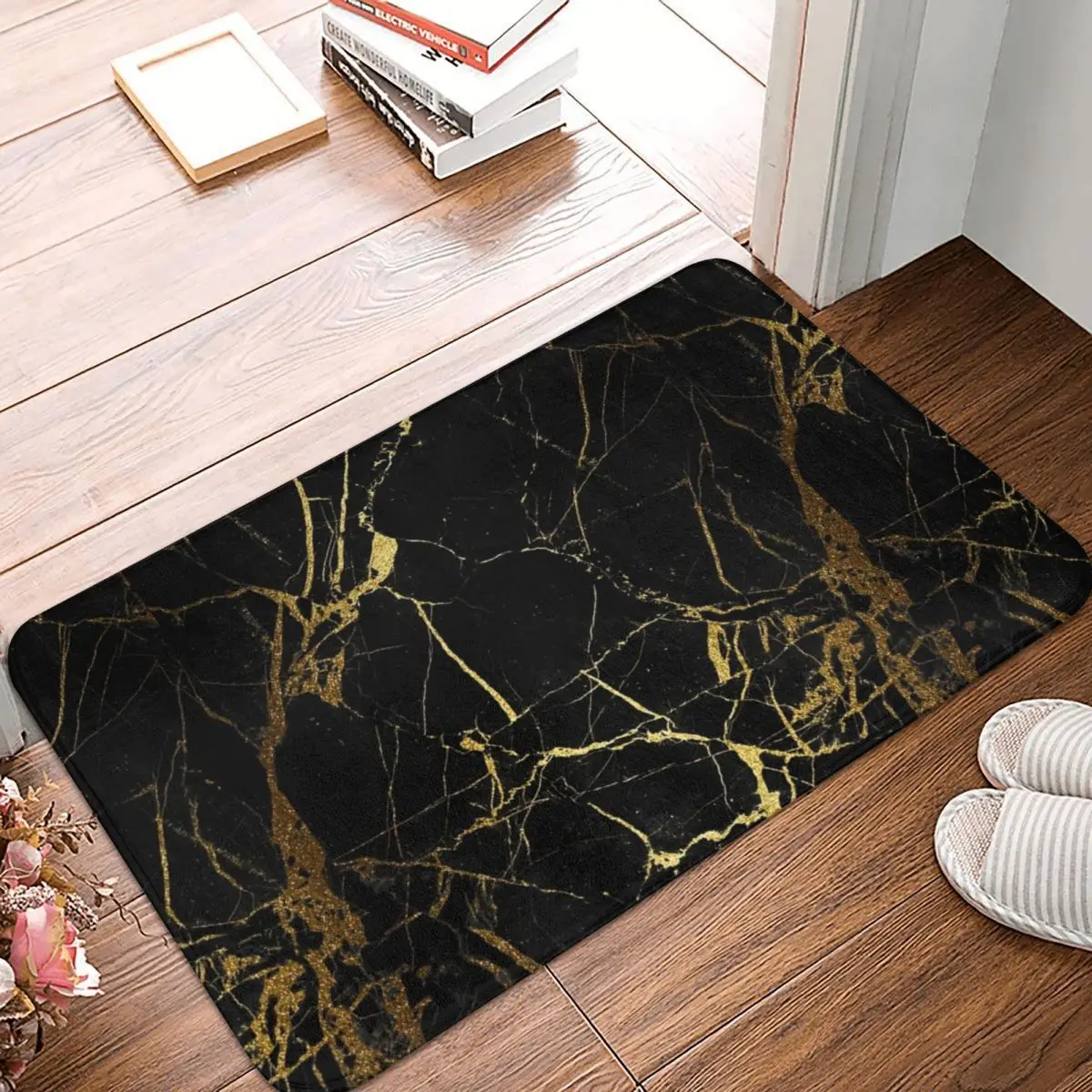 

Black And Gold Marble Texture Doormat Rug carpet Mat Footpad Bath mat Anti-slip Entrance Kitchen Bedroom Washable Antiwear