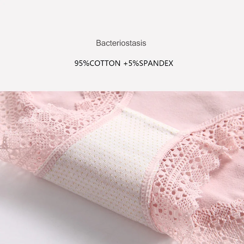 4Pcs/Lot Cotton Panties Women Sexy Lace Briefs Breathable Underwear Girls Panty Solid Lovely Womens Seamless Lingerie