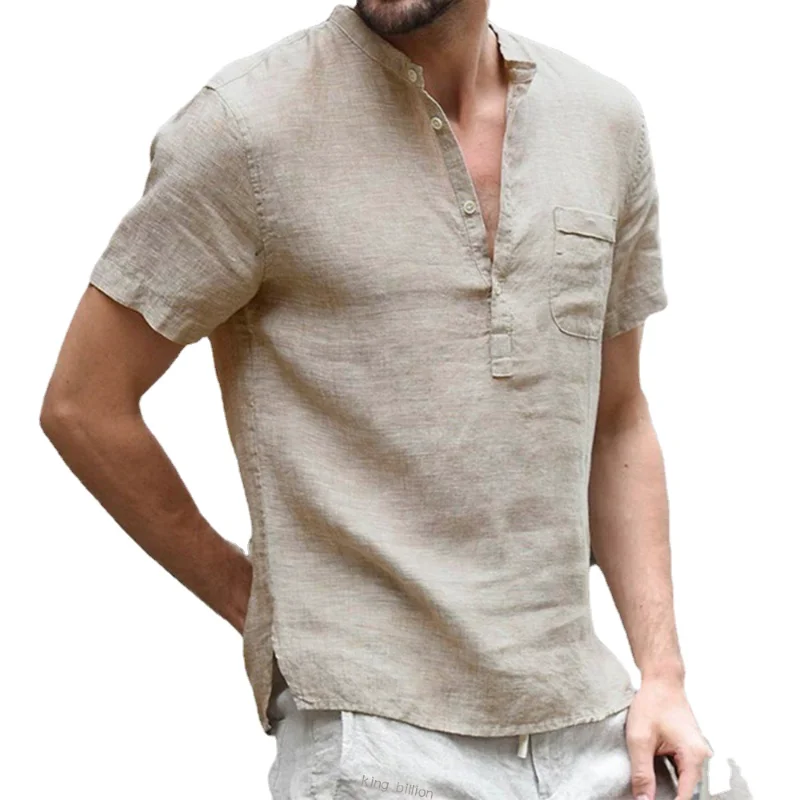 

Summer New Men's Short-Sleeved T-shirt Cotton and Linen Led Casual Men's T-shirt Shirt Male Breathable S-3XL