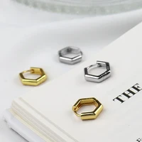 silver korean new hexagonal hoop earrings female temperament simple light luxury elegant exquisite jewelry fashion jewelry gift