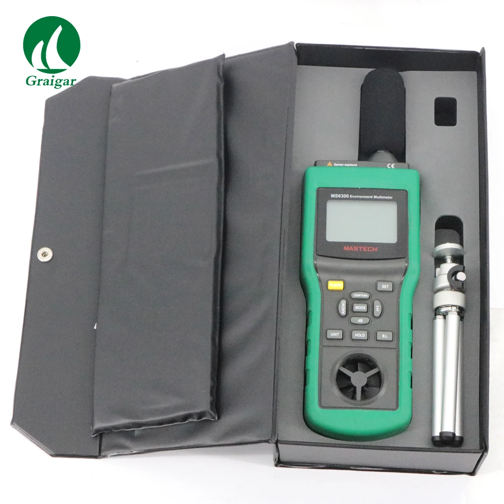 

Mastech MS6300 LUX/Wind/Sound/Temp/RH Environmental Tester Lux Meter 4 Digital Liquid Crystal Display