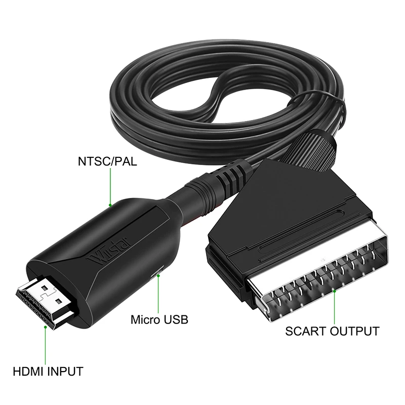1080p HDMI Scart Video Audio Converter Adapter für HD TV DVD für Sky Box STB Stecker und Spielen DC Kabel Gehobenen