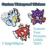 50pcs custom sticker waterproof anime cute cartoon decorative die cut customized vinyl stickers for logo kids home laptop