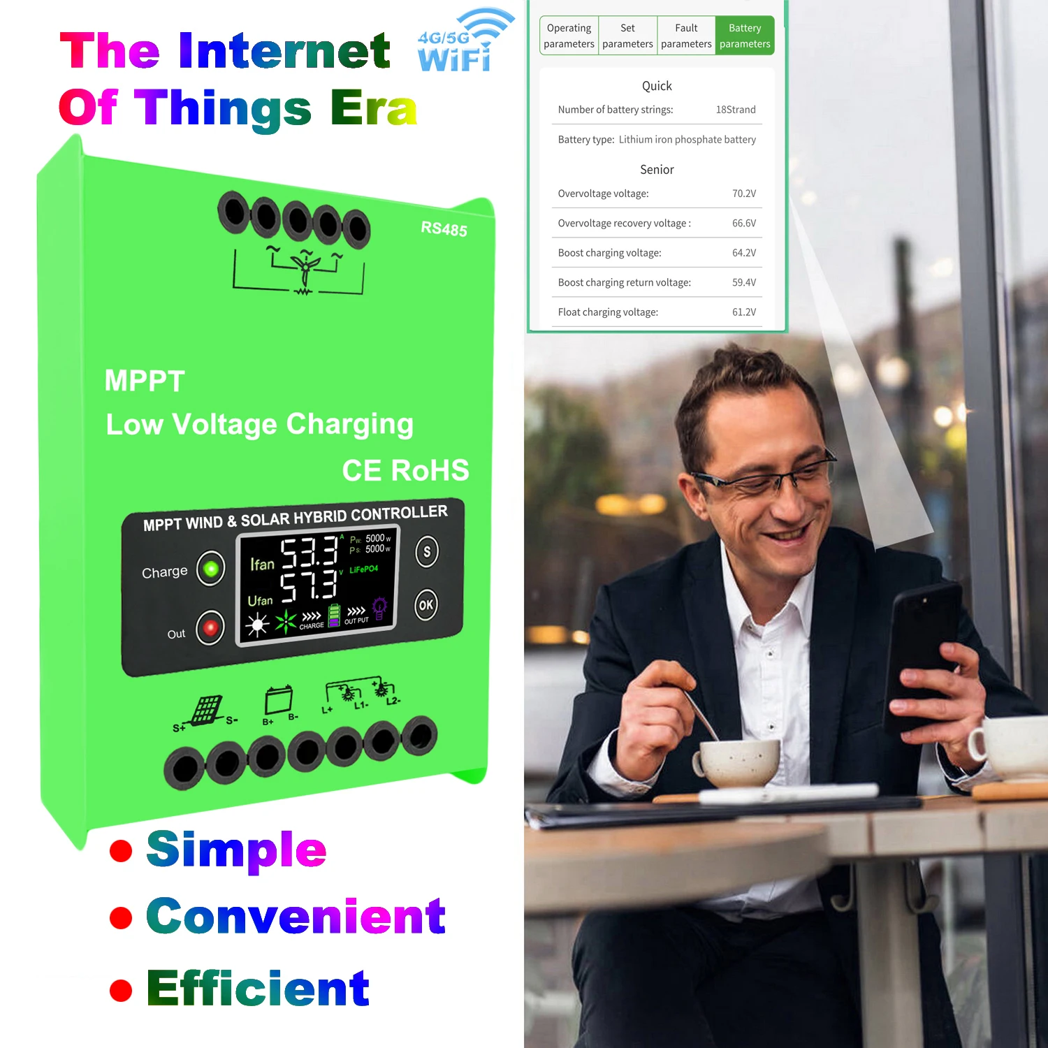 Контроллер заряда MPPT 5000 Вт 4 кВт Гибридная система солнечной и ветровой энергии 12