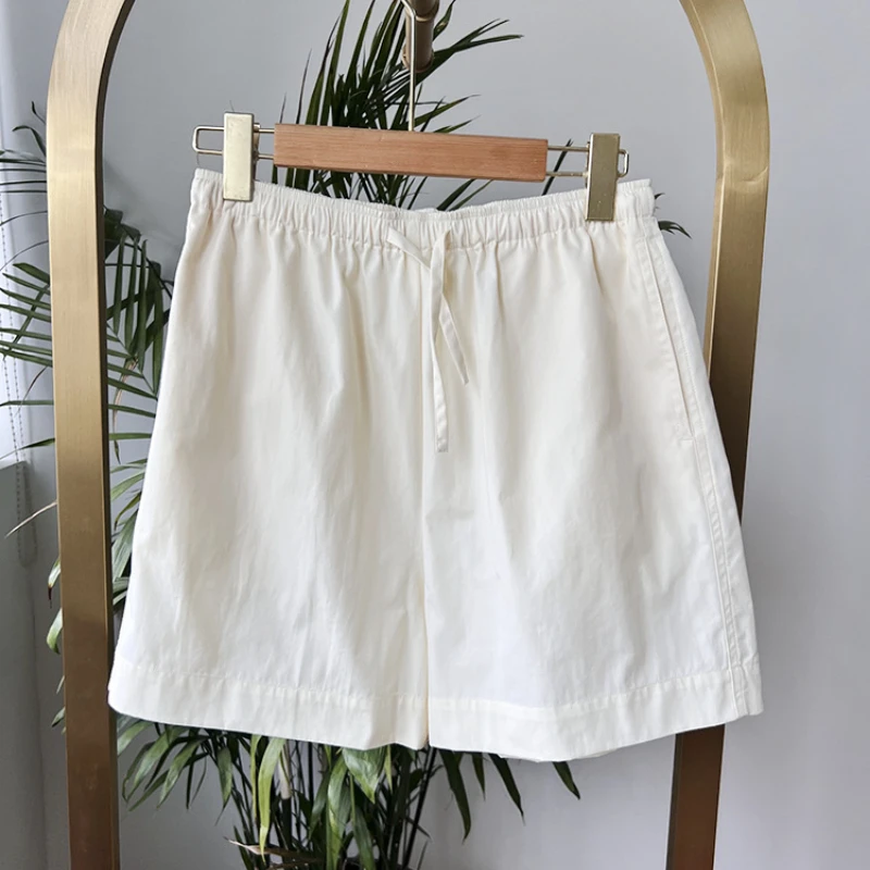 2023 Summer New Temperament Women Commuting A-line Casual Version Cotton Blended Elastic Waist Belted Shorts