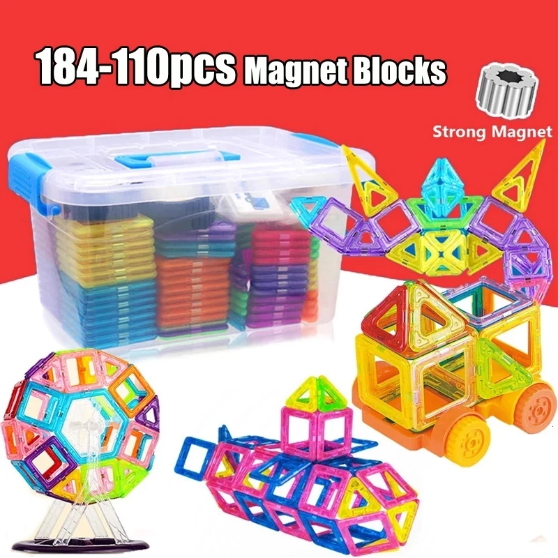 

110-184pcs Mini Size Magnetic Constructor Magnet Blocks Designer Set Model & Building Toy Educational Toys for Children Gifts