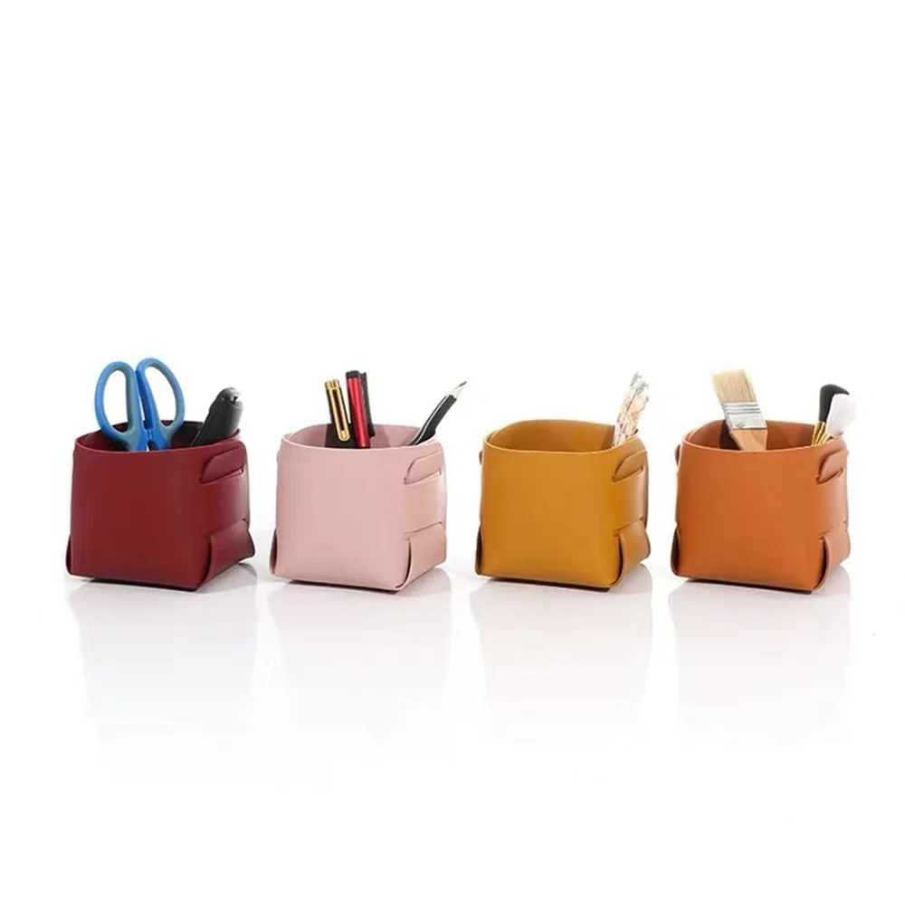 

Cosmetics Remote Control Sundries Storage Sundries Storage Basket Desktop Porch Key Pen Holder PU Leather Storage Box