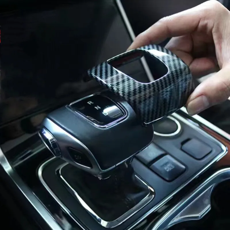 

For Hongqi E-HS9 EV 2021 2022 ABS Carbon Black Interior Accessories Shift Knob Cover Car Gear Lever Head Styling Trims